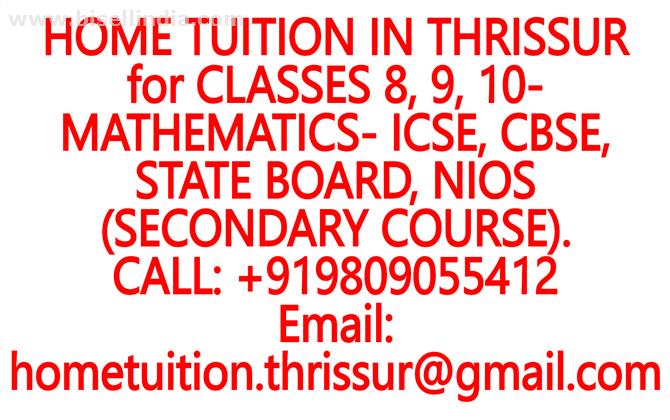 HOME TUITION IN ALAGAPPANAGAR for ICSE, ISC, CBSE, NIOS, STATE BOARD- MATHEMATICS, PHYSICS, CHEMISTRY, BIOLOGY- CLASSES 8, 9, 10, 11, 12
